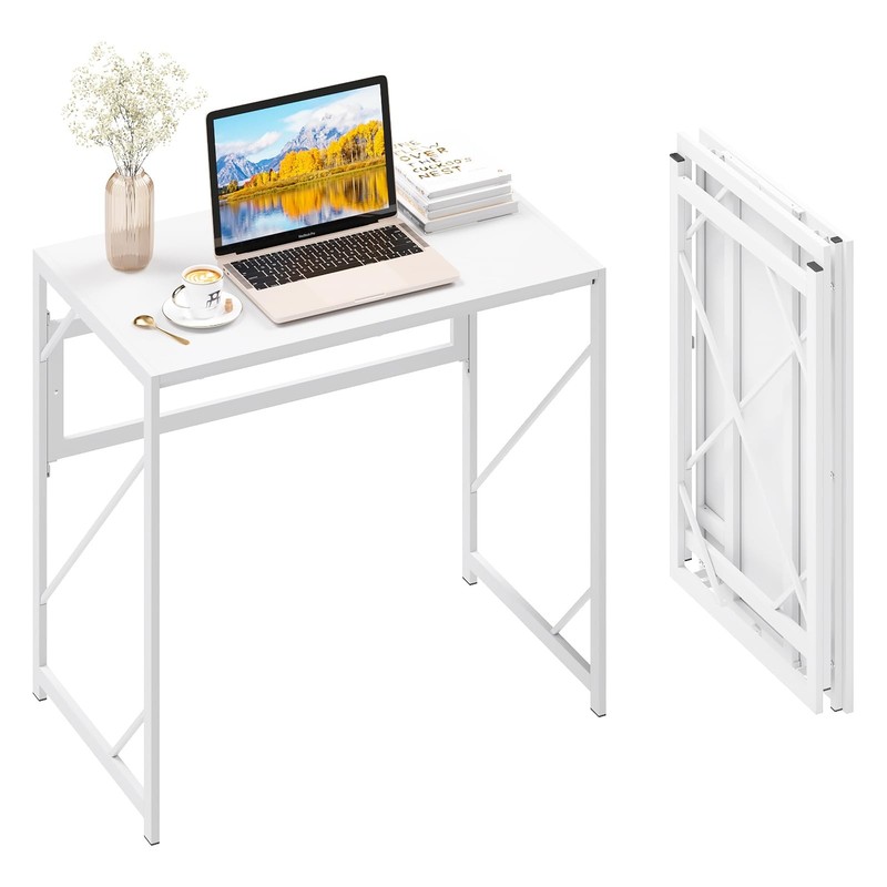 Elephance Folding Desk Writing Computer Desk For Home Office No-Assembly Study