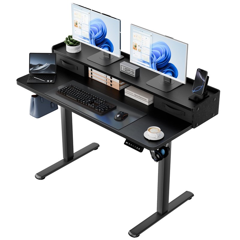 YESHOMY 48″ x 23″ Electric Standing Desk with 2 Drawers, Height Adjustable Co…