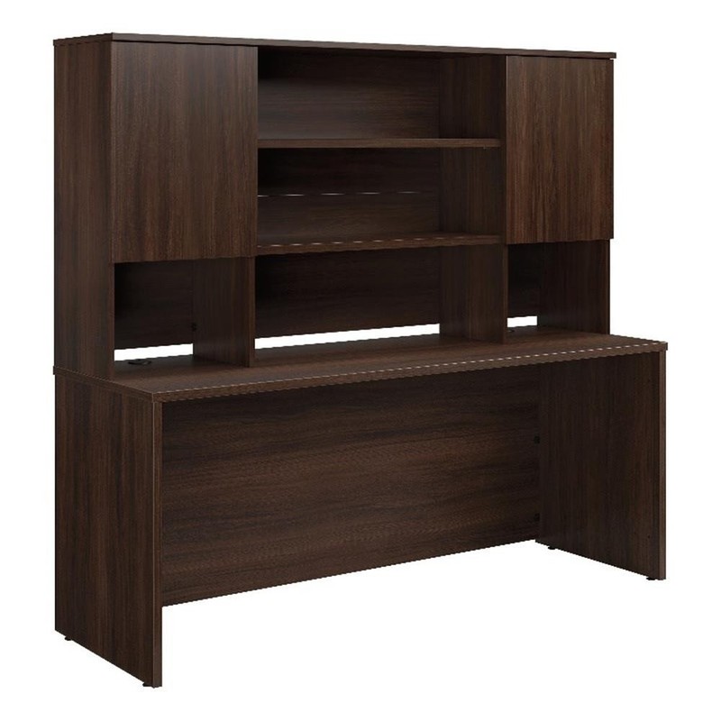 Sauder Affirm Engineered Wood 72″x24″ Desk with Hutch Bundle in Noble Elm/Brown