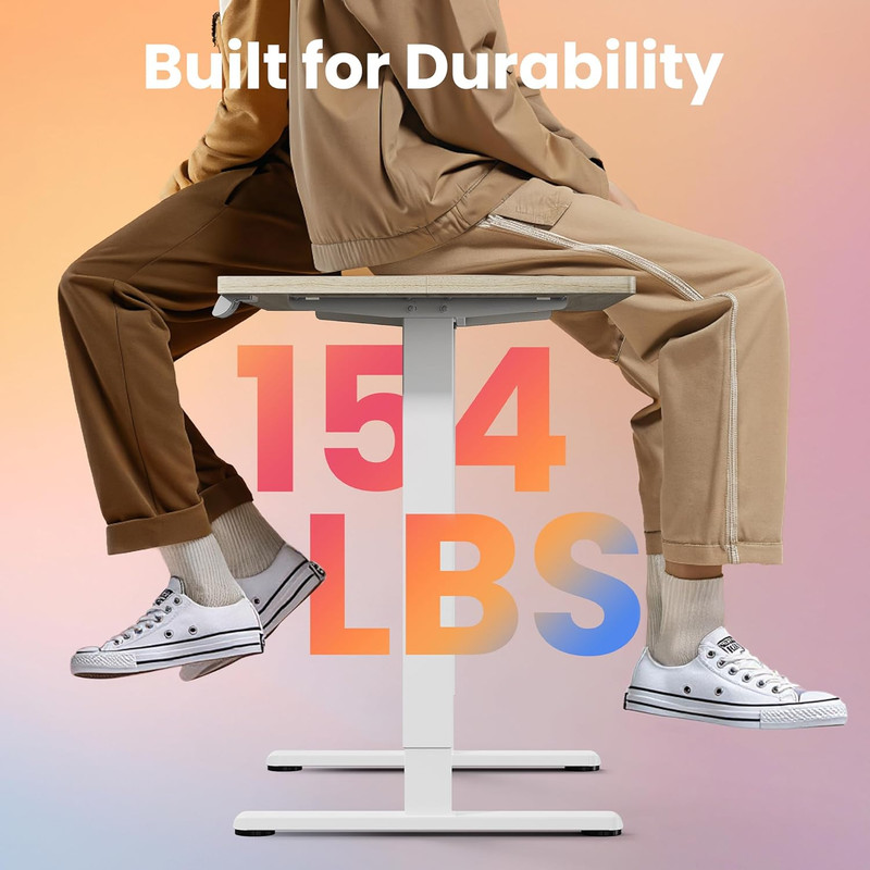 32" Small Electric Standing Desk Adjustable Height, 4 Memory Height Settings, Si gallery