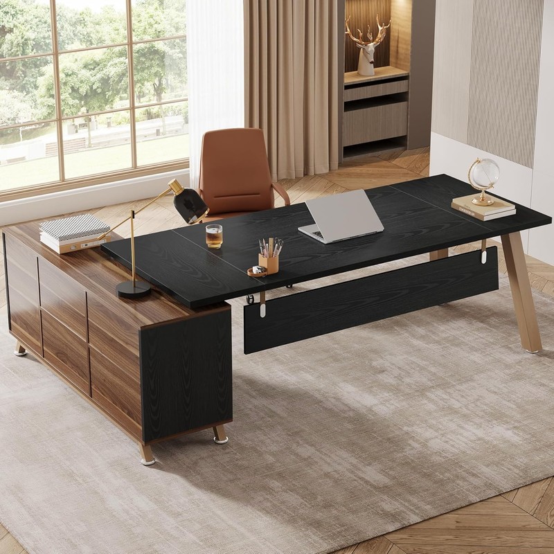 78.7-Inch L-Shaped Executive Desk Large Modern Office Computer Desk with Cabinet gallery