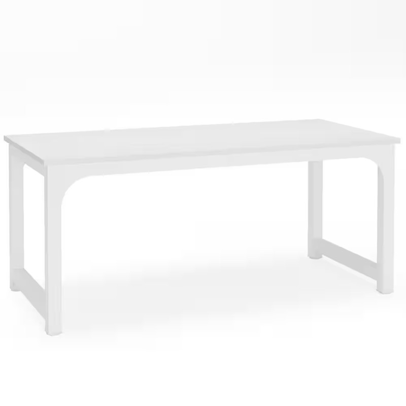 63 In. Rectangular White Engineered Wood Simple Computer Desk Office Executive D