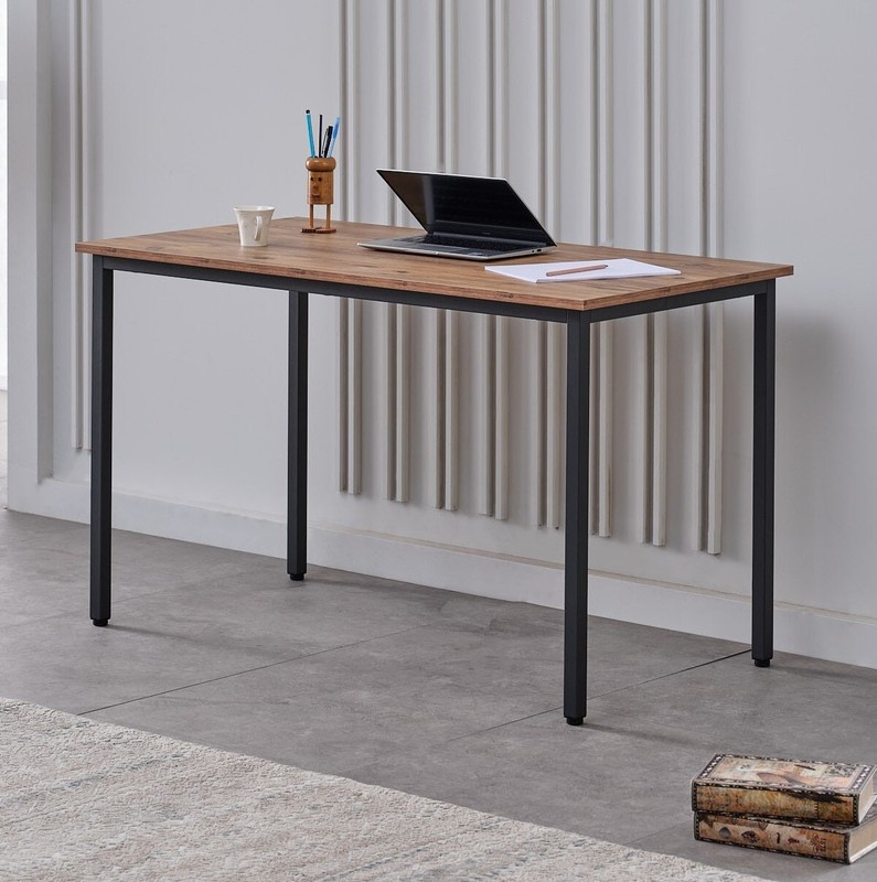 ABAHome PERA Study Computer Desk, Dining Table, Rustic & Anthracite, Metal Frame