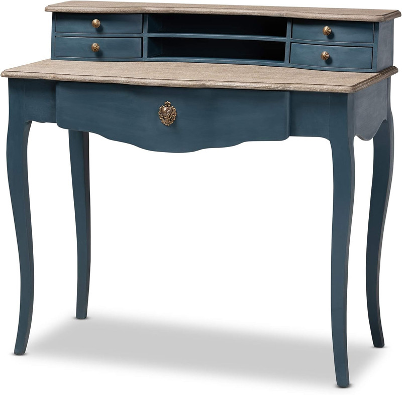 Stylish Blue/Oak Desk – Perfect Size for Any Workspace