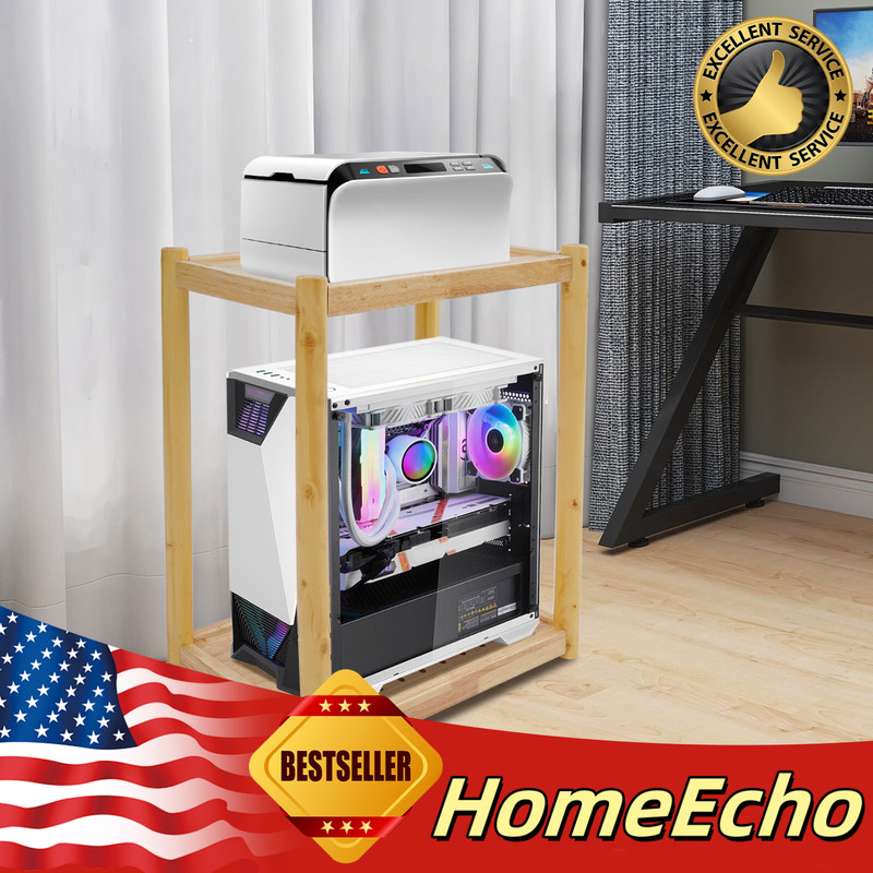 Wood Printer Stand Mobile Printer Table Under Desk Printer Cart 20kg/44lbs