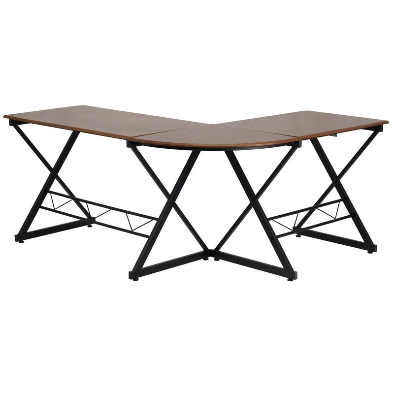 Teakwood Laminate L-Shape Computer Desk With Pull-Out Keyboard Tray gallery