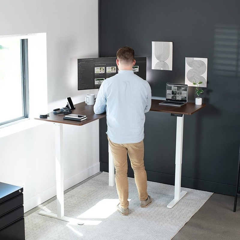 L-Shaped Electric Adjustable Standing Desk W/ Memory Controller Home Office New gallery