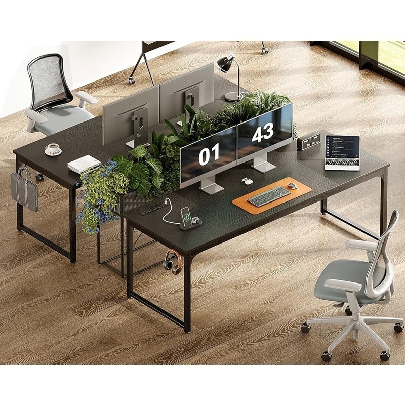 Large Computer Desk W/ Power Outlets USB Ports Sturdy Metal Frame Easy Assembly gallery