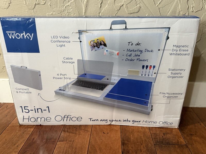 Worky 15-in-1 Home Office/ School Workstation Desk W/ Built-in Storage & Power gallery