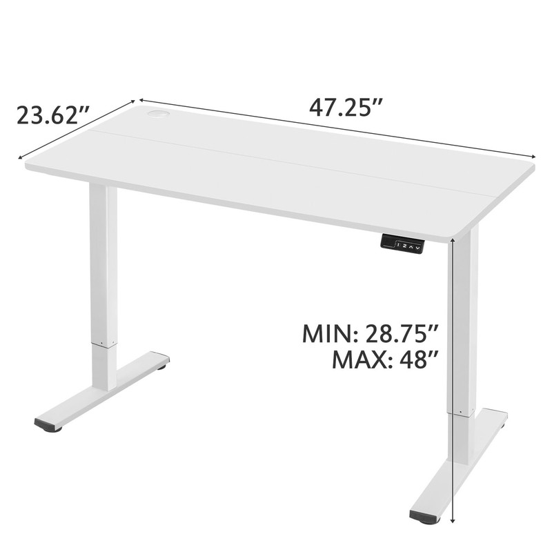 48"×24" Electric Height Adjustable Standing Desk T-Shaped Metal White gallery