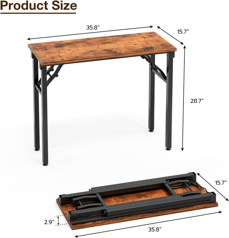 Small Computer Desk Folding Table - 35.8" Foldable Office Desk, No Assembly gallery