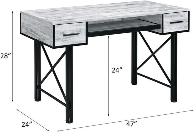 Antique White and Black Settea Wooden Top Computer Desk gallery