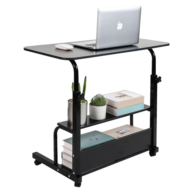 Adjustable Height Mobile Computer Desk for Small Space Rolling Writing with W…