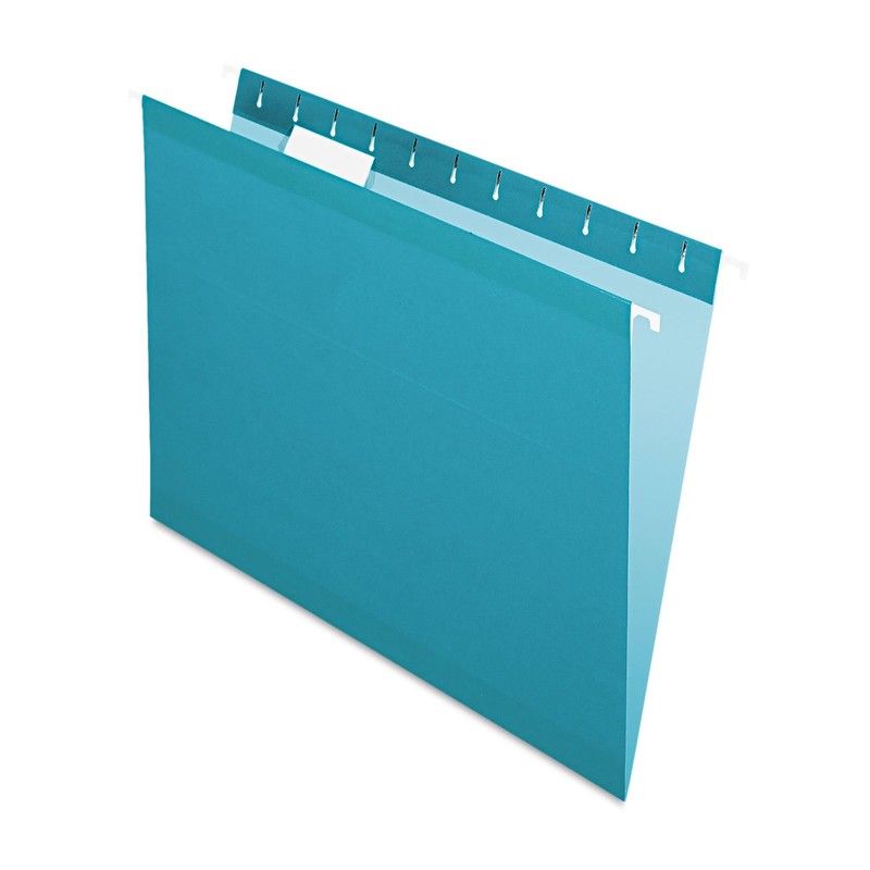 Pendaflex Reinforced Hanging File Folders, Letter Size, Teal, 1/5 Cut, 25/Box