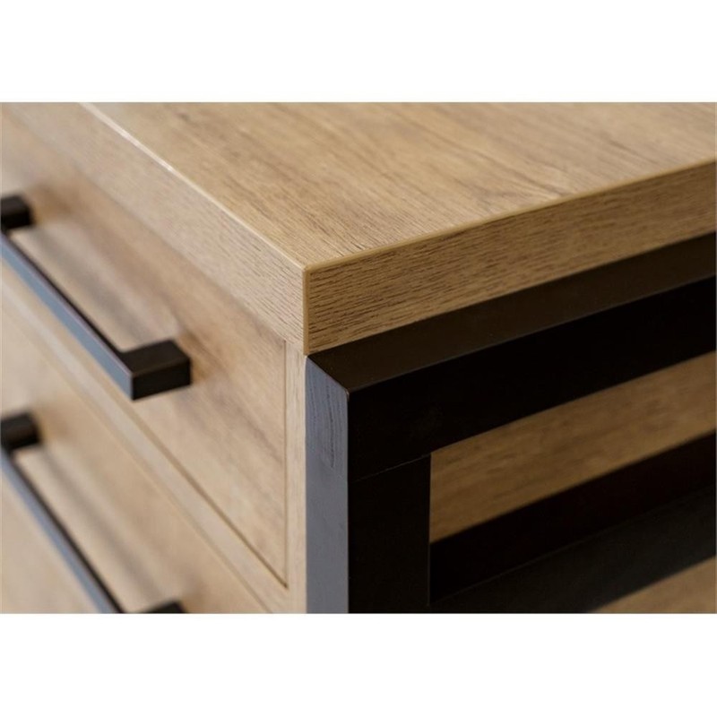 Modern Wood Laminate Office Desk Fully Assembled Light Brown gallery