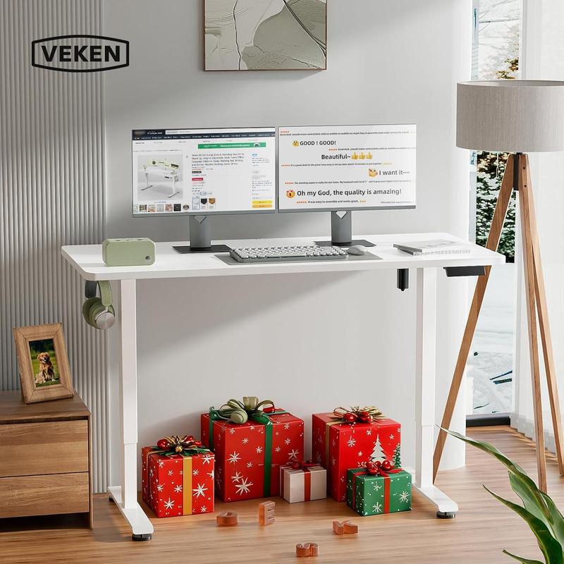 55 Inch Large Electric Standing Desk,Sit to Stand Up, Heights Adjustable, Work H gallery