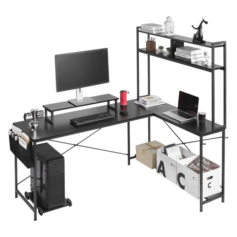 L-Shaped 67″ Computer Desk: Reversible Corner Gaming & Office Workstation