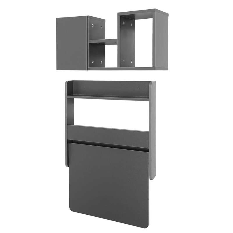 Folding Space Saving Wall Mounted Bookshelf, Fold Down Laptop Desk Workstation gallery