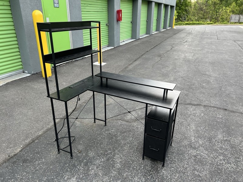 L Shaped Gaming Desk with Shelves,Reversible Computer Gaming Desk