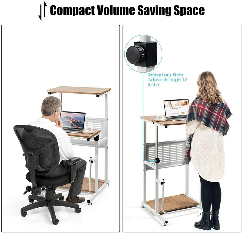Height Adjustable Standing Desk with U-Shaped Footrest and Storage Solutions gallery