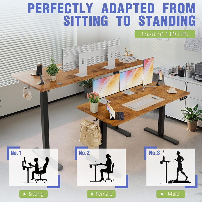 Height Adjustable Electric Standing Desk with Drawer & 3 Memory Presets gallery