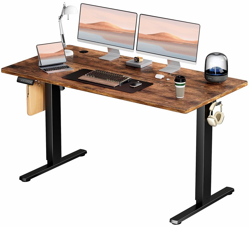 24x55 Inches Standing Desk Adjustable Height with Cable Management Rustic Brown