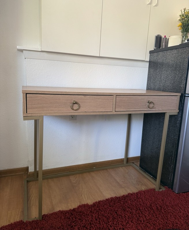 Wooden Desk With Gold Accents - Color Chesnut gallery