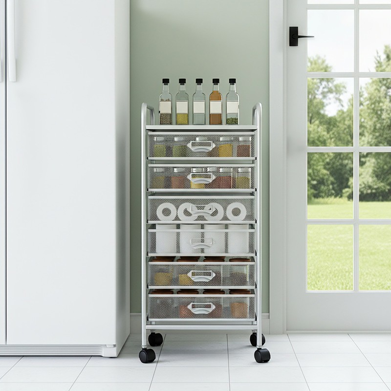 Rolling File Cart with 6 Storage Drawers, Mobile File Cabinet on Black gallery