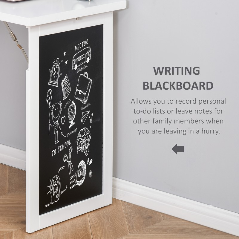 Foldable Desk w/Chalkboard, Fold-Out Convertible Writing Study Desk w/Shelves gallery