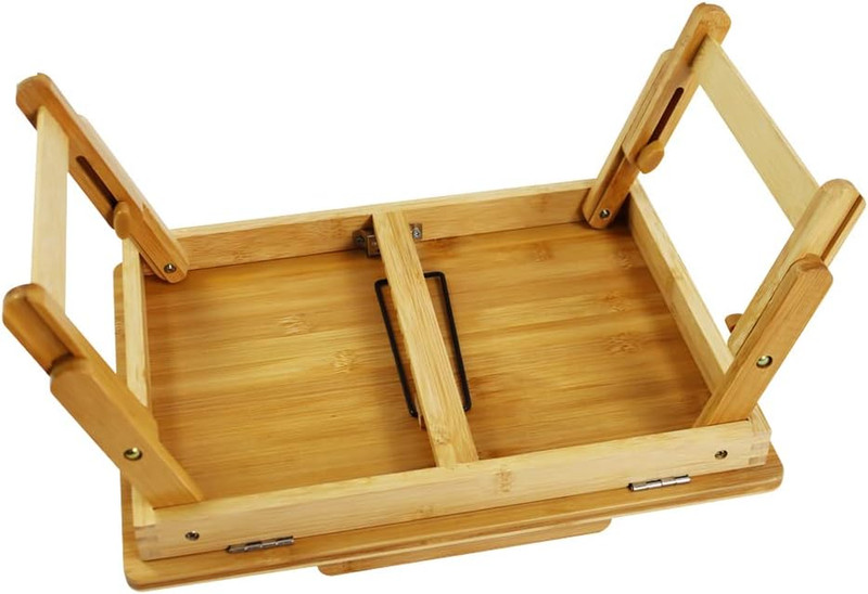 WKWKER Bamboo Laptop Desk with Folding Legs Tilting Surface Workstation Table Ad gallery