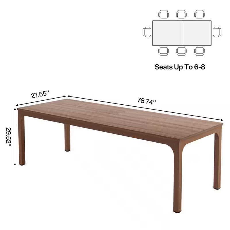 Moronia 78.7In. Rectangle Matte Brown Wooden Extra Long Computer Desk 2 Person D gallery