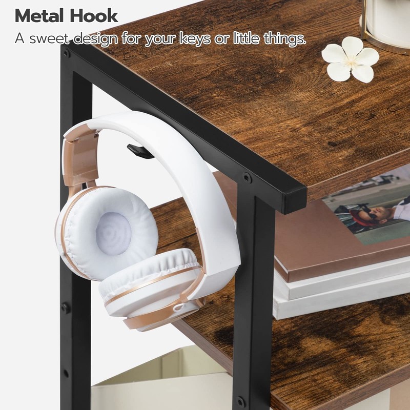 HOOBRO Industrial Printer Stand with Charging Station, Rustic Brown + Black gallery