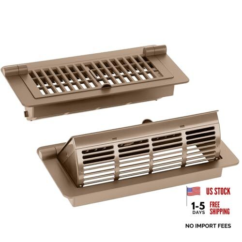 2-in-1 Vent Deflector & Floor Vent Covers - Floor Register 4x10 - 2 Pack - Brown