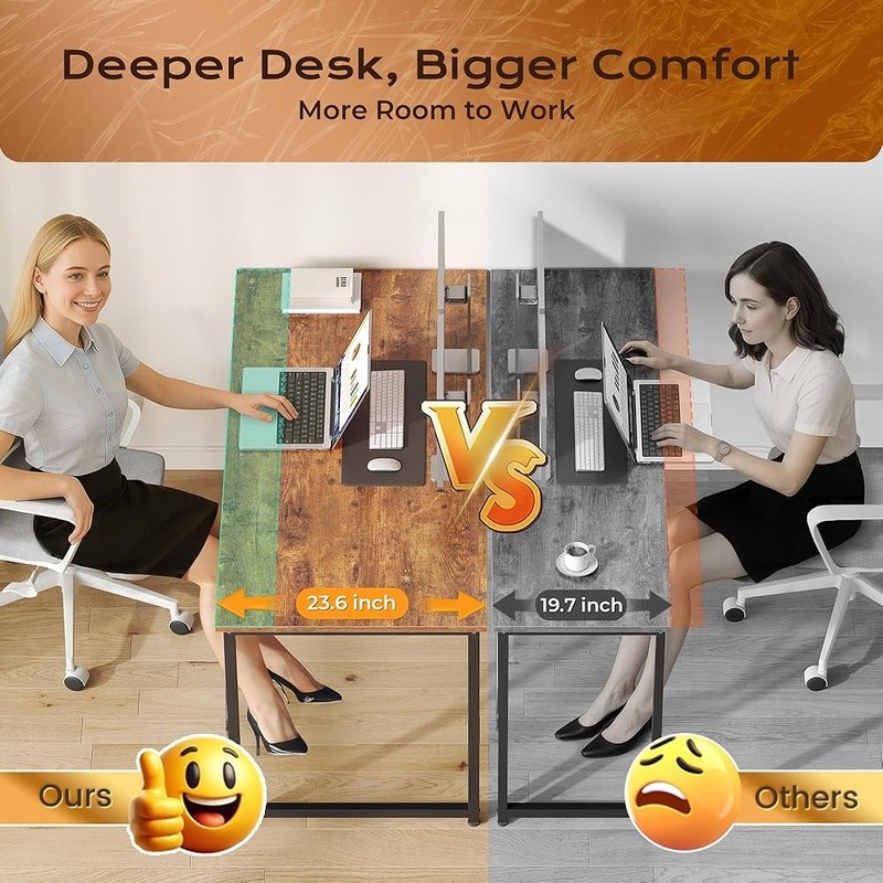Spacious Computer Desk Home Office Study Space Adjustable Feet Modern Design New gallery