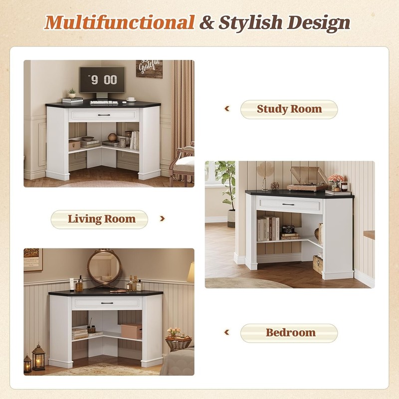 31.5" Corner Computer Desk, Corner Desk with Storage Shelves for Small Space gallery