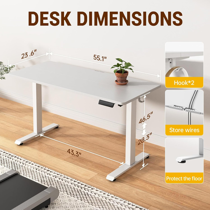 55 Inch Large Electric Standing Desk,Sit to Stand Up, Heights Adjustable, Work H gallery
