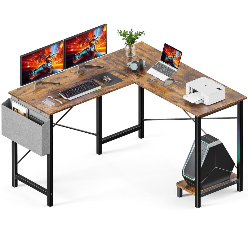 L Shaped Desk Computer Gaming Corner Table 50 Inch Home Office Writing Studen…