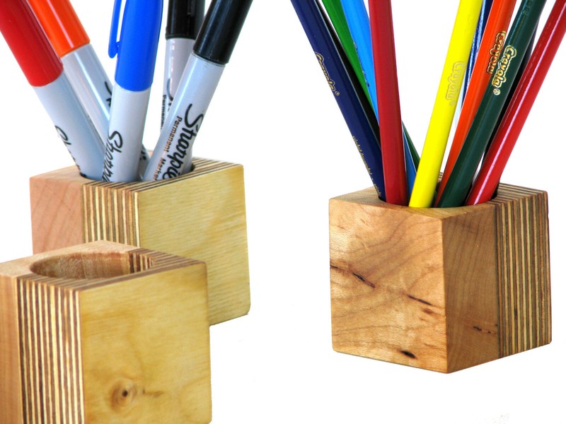 Mid Century Modern Inspired Wood Desk Organizer in Maple and Plywood gallery