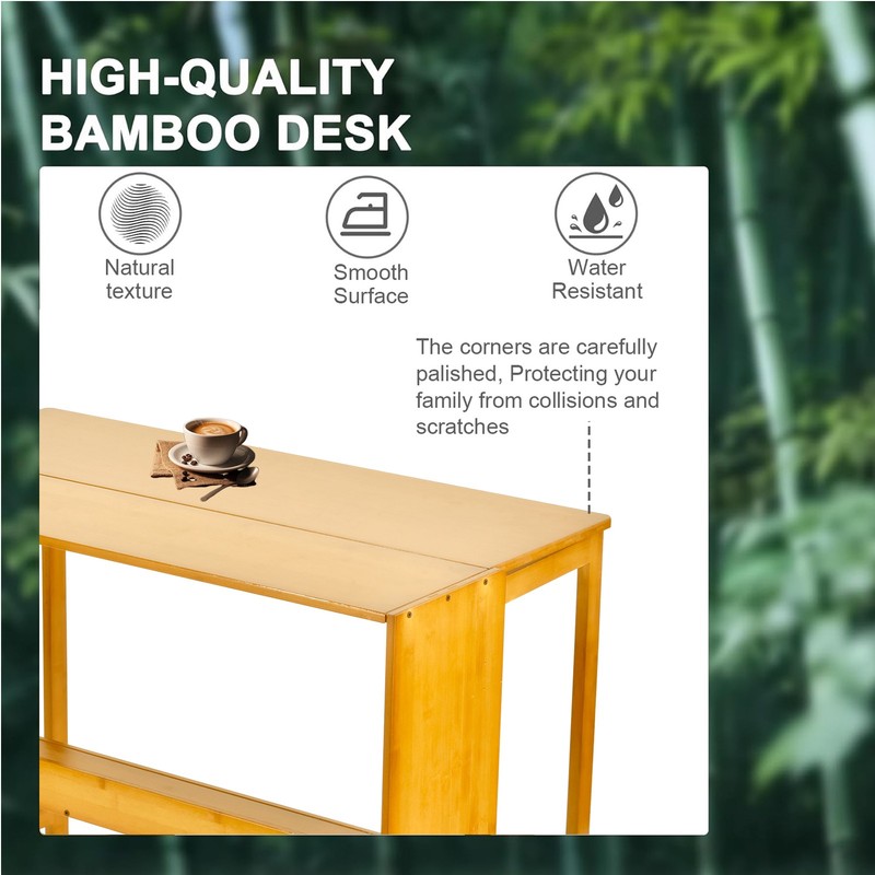 41 Inch Computer Desk, Bamboo Writing Desk, Folding Work Desk For Home Office gallery