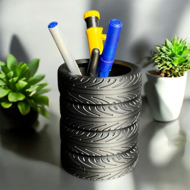 Stacked Tires Pen Holder | Tire Stack Pencil Cup | Desk Organization | Mechanics