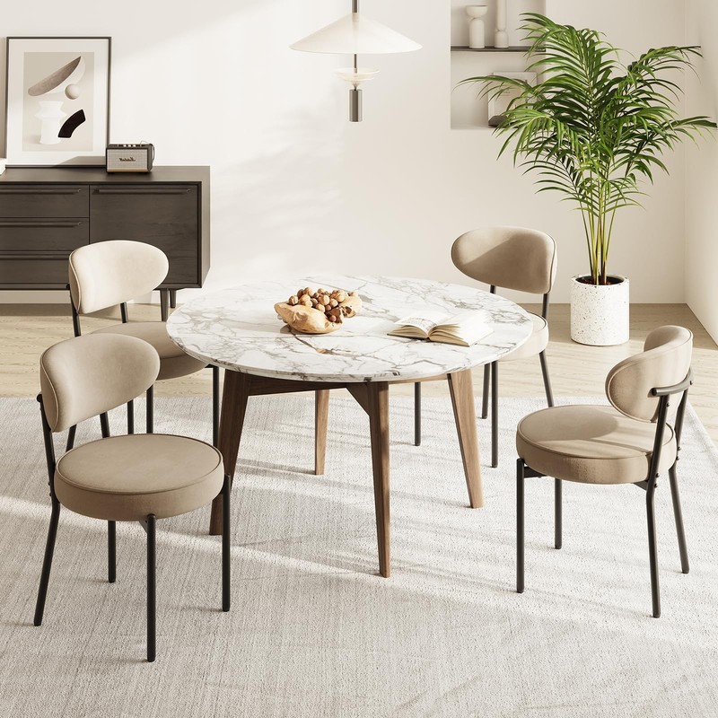Dining Chairs Set of 4 with 10cm Seat Cushions - Modern Upholstered Chairs in Cus...
