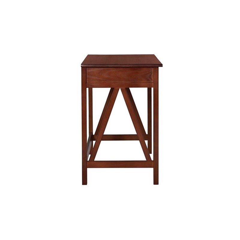 Linon Titian Pine Wood Classic One Drawer Desk in Rich Tobacco Brown Finish gallery