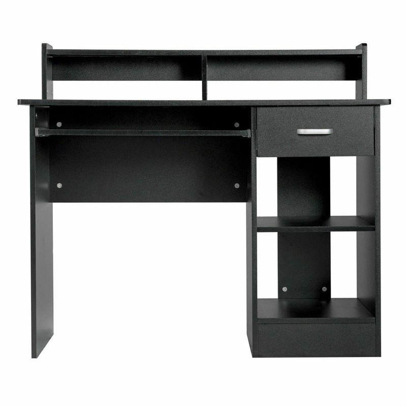 Home Office Computer Desk Workstation Wood Laptop PC Table Drawer Shelf Black gallery