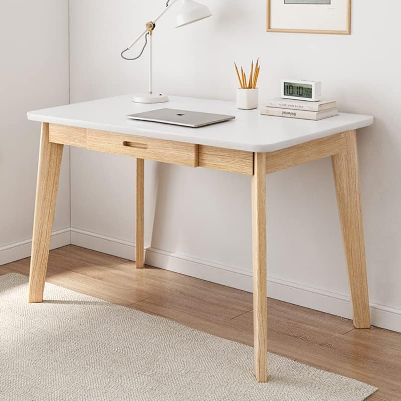 Solid Wood Writing Desk – Home Office Workbench Desk with Drawer, 31.5″ Width La