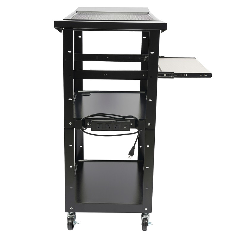 Rolling PC Cart Monitor Mount Mobile Computer Workstation Stand Adjustable Desk gallery