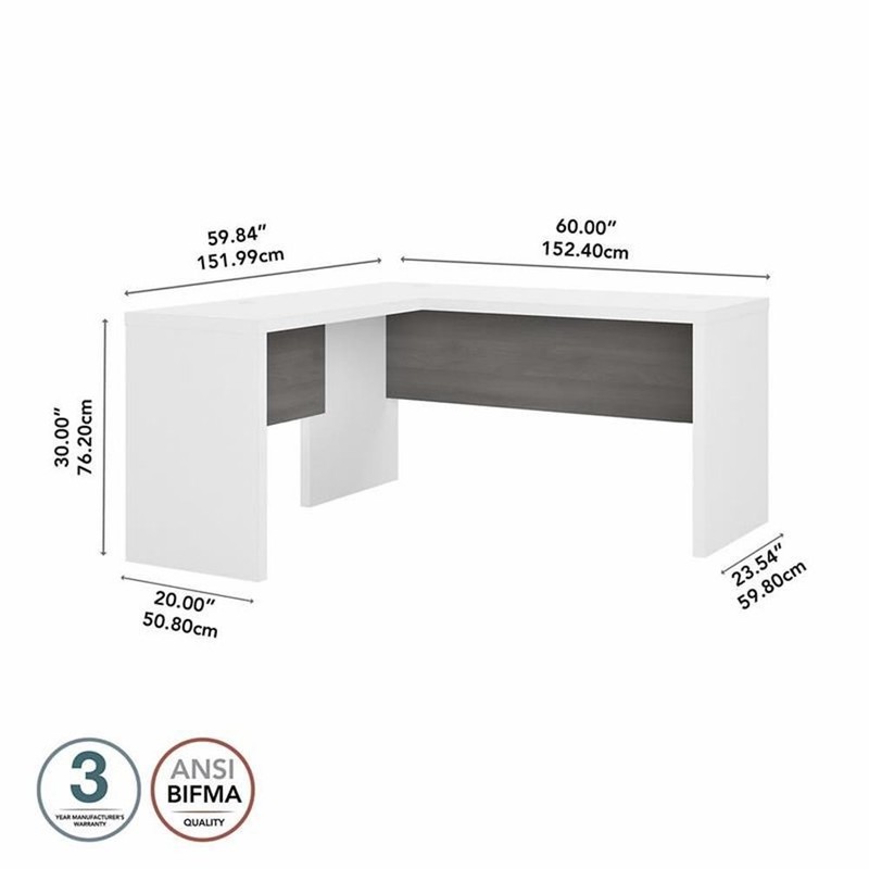 Pemberly Row L Shaped Desk in Pure White and Modern Gray - Engineered Wood gallery
