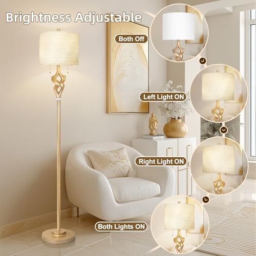 Sculptural 65.5” Floor Lamp for Living Room Bedroom Finish & Resin Gold Leaf gallery