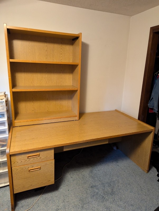 FREE Natural Oak Laminate Desk. *Bookcase on top of desk in photo not available*