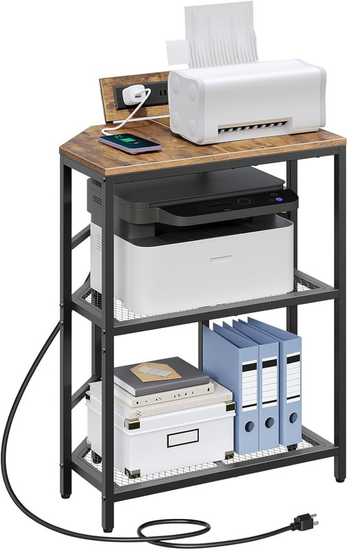 MAHANCRIS Corner Printer Stand with Charging Station, 3-Tier Large Printer Table gallery