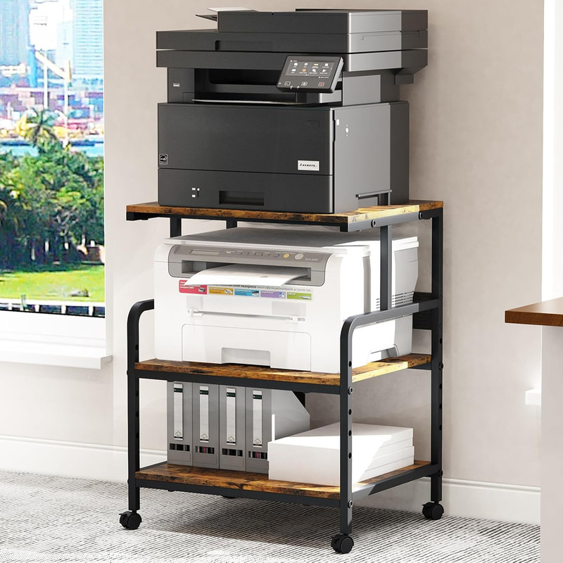 Large Printer Stand with Storage Shelf, 23.6″ W X 18.9″ D Printer Cart with Whee